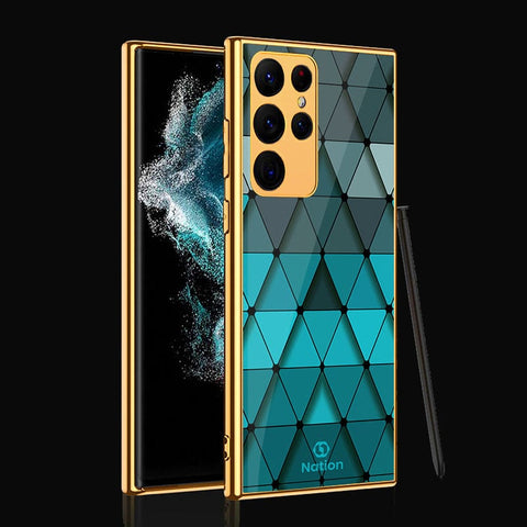 Samsung Galaxy S22 Ultra 5G Cover- Onation Pyramid Series - Premium Electroplated Infinity Ultra Shine Glass Soft Silicon Borders Case