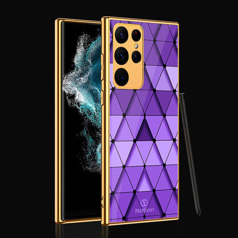 Samsung Galaxy S22 Ultra 5G Cover- Onation Pyramid Series - Premium Electroplated Infinity Ultra Shine Glass Soft Silicon Borders Case