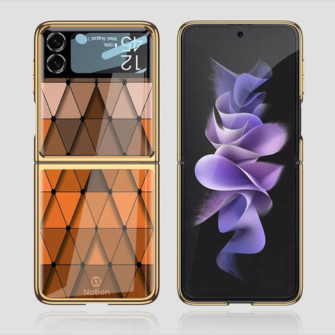 Samsung Galaxy Z Flip 3 5G Cover - ONation Pyramid Series - Premium Electroplated Infinity Ultra Shine Glass Soft Silicon Borders Case