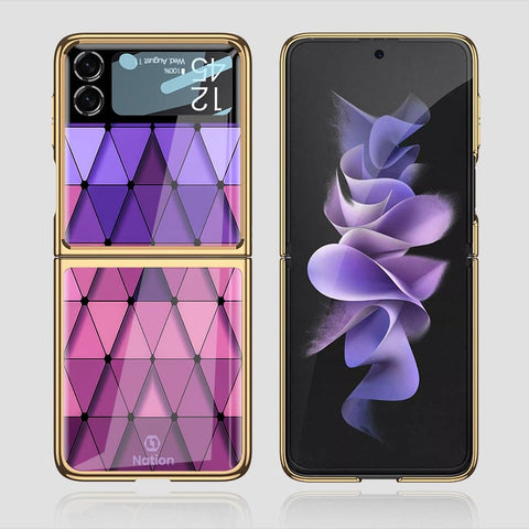 Samsung Galaxy Z Flip 3 5G Cover - ONation Pyramid Series - Premium Electroplated Infinity Ultra Shine Glass Soft Silicon Borders Case