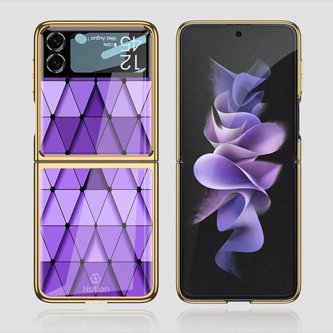 Samsung Galaxy Z Flip 3 5G Cover - ONation Pyramid Series - Premium Electroplated Infinity Ultra Shine Glass Soft Silicon Borders Case