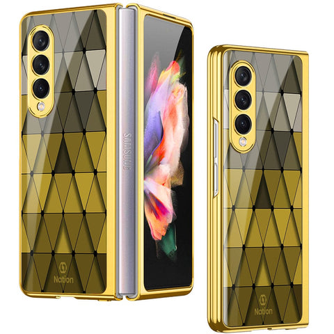 Samsung Galaxy Z Fold 4 5G Cover- Onation Pyramid Series - Premium Electroplated Infinity Ultra Shine Glass Soft Silicon Borders Case