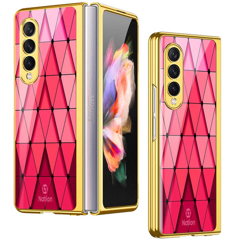 Samsung Galaxy Z Fold 4 5G Cover- Onation Pyramid Series - Premium Electroplated Infinity Ultra Shine Glass Soft Silicon Borders Case