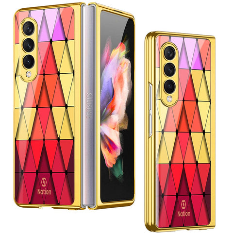 Samsung Galaxy Z Fold 4 5G Cover- Onation Pyramid Series - Premium Electroplated Infinity Ultra Shine Glass Soft Silicon Borders Case