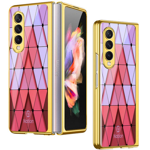 Samsung Galaxy Z Fold 4 5G Cover- Onation Pyramid Series - Premium Electroplated Infinity Ultra Shine Glass Soft Silicon Borders Case