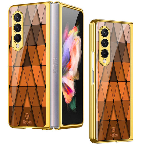Samsung Galaxy Z Fold 4 5G Cover- Onation Pyramid Series - Premium Electroplated Infinity Ultra Shine Glass Soft Silicon Borders Case