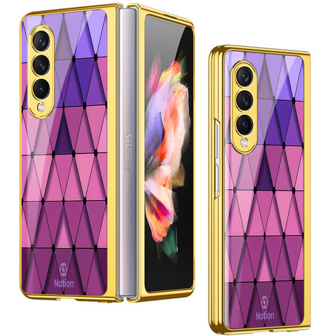 Samsung Galaxy Z Fold 4 5G Cover- Onation Pyramid Series - Premium Electroplated Infinity Ultra Shine Glass Soft Silicon Borders Case