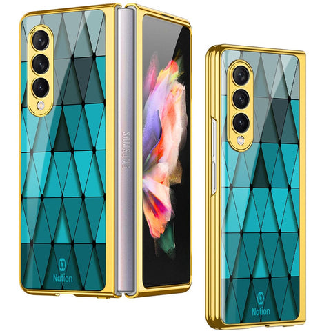 Samsung Galaxy Z Fold 4 5G Cover- Onation Pyramid Series - Premium Electroplated Infinity Ultra Shine Glass Soft Silicon Borders Case