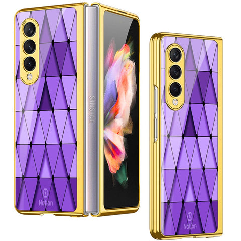 Samsung Galaxy Z Fold 4 5G Cover- Onation Pyramid Series - Premium Electroplated Infinity Ultra Shine Glass Soft Silicon Borders Case