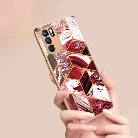 Oppo Reno 6 Pro 5G Cover - O'Nation Shades of Marble Series - Premium Electroplated Infinity Ultra Shine Glass Soft Silicon Borders Case