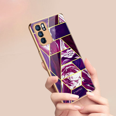 Oppo Reno 6 Pro 5G Cover - O'Nation Shades of Marble Series - Premium Electroplated Infinity Ultra Shine Glass Soft Silicon Borders Case