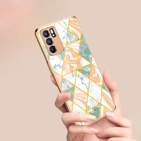 Oppo Reno 6 Pro 5G Cover - O'Nation Shades of Marble Series - Premium Electroplated Infinity Ultra Shine Glass Soft Silicon Borders Case