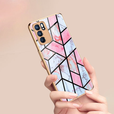 Oppo Reno 6 Pro 5G Cover - O'Nation Shades of Marble Series - Premium Electroplated Infinity Ultra Shine Glass Soft Silicon Borders Case