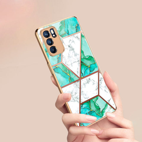 Oppo Reno 6 Pro 5G Cover - O'Nation Shades of Marble Series - Premium Electroplated Infinity Ultra Shine Glass Soft Silicon Borders Case