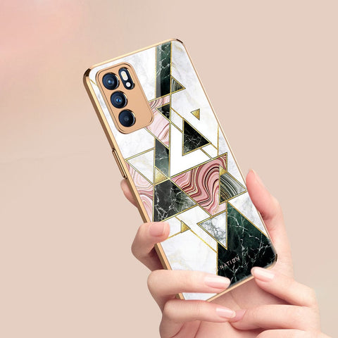 Oppo Reno 6 Pro 5G Cover - O'Nation Shades of Marble Series - Premium Electroplated Infinity Ultra Shine Glass Soft Silicon Borders Case