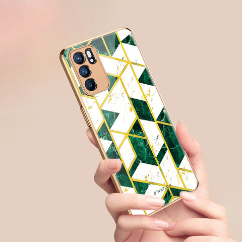 Oppo Reno 6 Pro 5G Cover - O'Nation Shades of Marble Series - Premium Electroplated Infinity Ultra Shine Glass Soft Silicon Borders Case