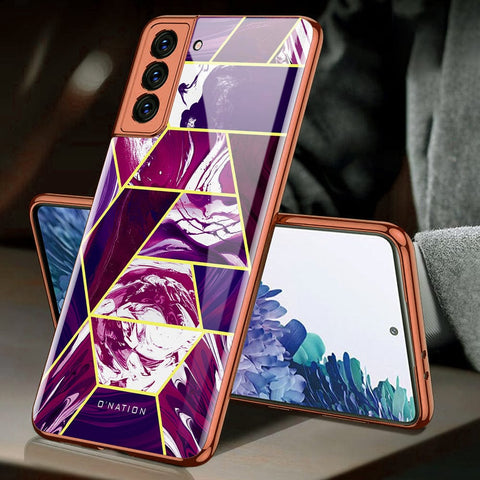 Samsung Galaxy S21 5G Cover - O'Nation Shades of Marble Series - Premium Electroplated Infinity Ultra Shine Glass Soft Silicon Borders Case