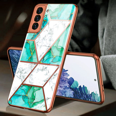 Samsung Galaxy S21 5G Cover - O'Nation Shades of Marble Series - Premium Electroplated Infinity Ultra Shine Glass Soft Silicon Borders Case