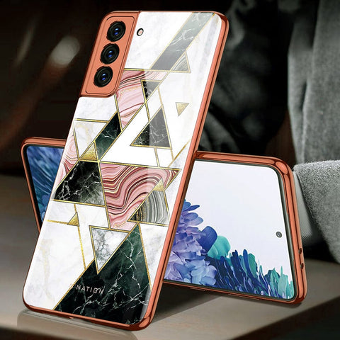 Samsung Galaxy S21 5G Cover - O'Nation Shades of Marble Series - Premium Electroplated Infinity Ultra Shine Glass Soft Silicon Borders Case