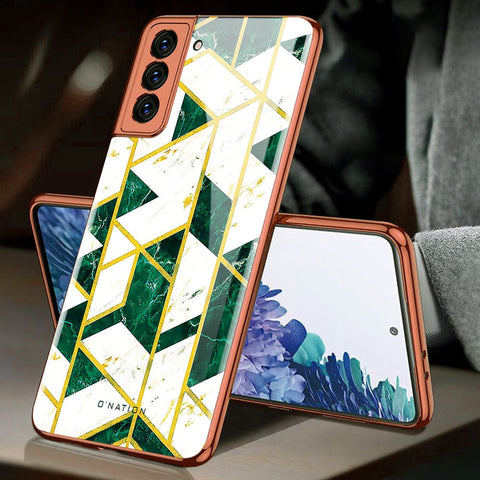 Samsung Galaxy S21 5G Cover - O'Nation Shades of Marble Series - Premium Electroplated Infinity Ultra Shine Glass Soft Silicon Borders Case