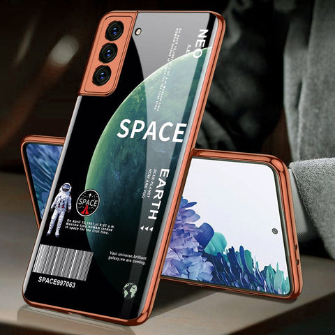Samsung Galaxy S21 5G Cover - Limitless Series - Premium Electroplated Infinity Ultra Shine Glass Soft Silicon Borders Case