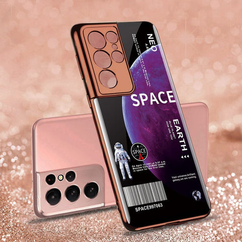 Samsung Galaxy S21 Ultra 5G Cover - Limitless Series - Premium Electroplated Infinity Ultra Shine Glass Soft Silicon Borders Case