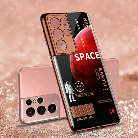 Samsung Galaxy S21 Ultra 5G Cover - Limitless Series - Premium Electroplated Infinity Ultra Shine Glass Soft Silicon Borders Case
