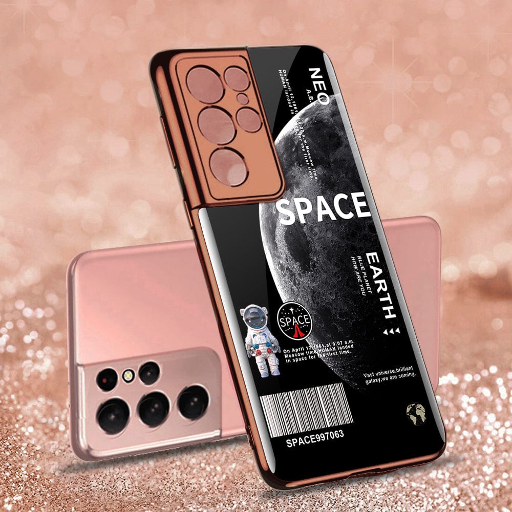 Samsung Galaxy S21 Ultra 5G Cover - Limitless Series - Premium Electroplated Infinity Ultra Shine Glass Soft Silicon Borders Case