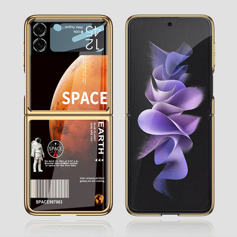 Samsung Galaxy Z Flip 3 5G Cover - Limitless Series - Premium Electroplated Infinity Ultra Shine Glass Soft Silicon Borders Case