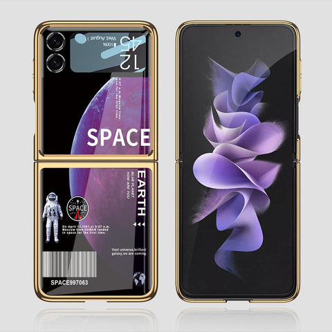 Samsung Galaxy Z Flip 3 5G Cover - Limitless Series - Premium Electroplated Infinity Ultra Shine Glass Soft Silicon Borders Case