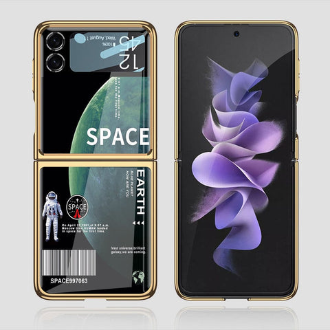 Samsung Galaxy Z Flip 3 5G Cover - Limitless Series - Premium Electroplated Infinity Ultra Shine Glass Soft Silicon Borders Case