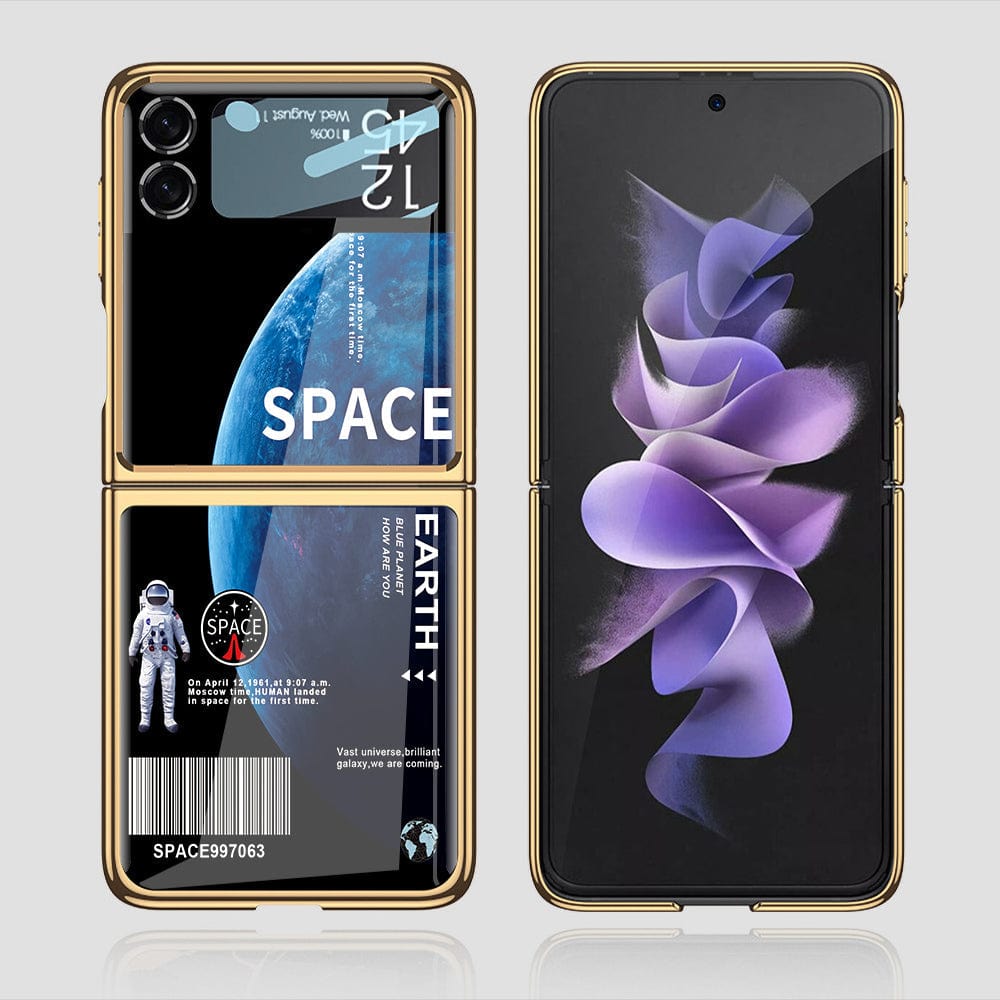 Samsung Galaxy Z Flip 3 5G Cover - Limitless Series - Premium Electroplated Infinity Ultra Shine Glass Soft Silicon Borders Case
