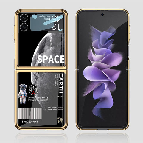 Samsung Galaxy Z Flip 3 5G Cover - Limitless Series - Premium Electroplated Infinity Ultra Shine Glass Soft Silicon Borders Case