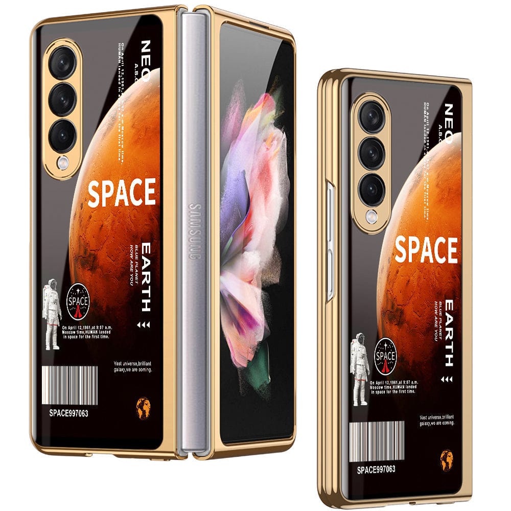 Samsung Galaxy Z Fold 3 5G Cover - Limitless Series - Premium Electroplated Infinity Ultra Shine Glass Soft Silicon Borders Case