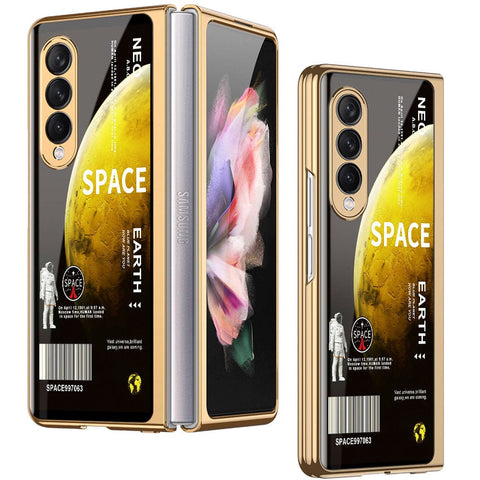 Samsung Galaxy Z Fold 3 5G Cover - Limitless Series - Premium Electroplated Infinity Ultra Shine Glass Soft Silicon Borders Case