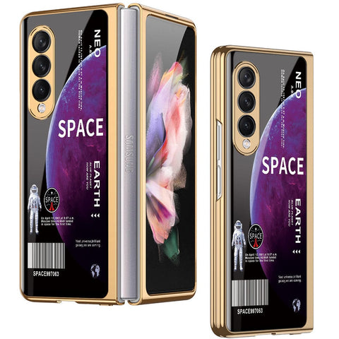 Samsung Galaxy Z Fold 3 5G Cover - Limitless Series - Premium Electroplated Infinity Ultra Shine Glass Soft Silicon Borders Case