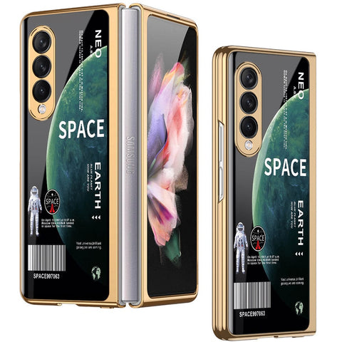 Samsung Galaxy Z Fold 3 5G Cover - Limitless Series - Premium Electroplated Infinity Ultra Shine Glass Soft Silicon Borders Case
