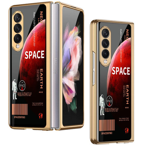 Samsung Galaxy Z Fold 3 5G Cover - Limitless Series - Premium Electroplated Infinity Ultra Shine Glass Soft Silicon Borders Case