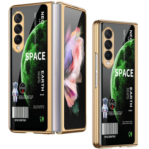 Samsung Galaxy Z Fold 3 5G Cover - Limitless Series - Premium Electroplated Infinity Ultra Shine Glass Soft Silicon Borders Case