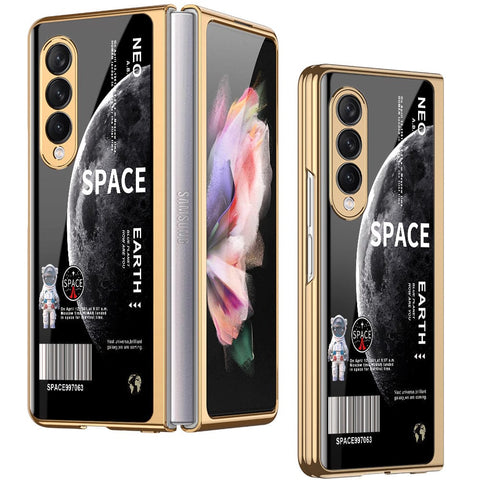 Samsung Galaxy Z Fold 3 5G Cover - Limitless Series - Premium Electroplated Infinity Ultra Shine Glass Soft Silicon Borders Case