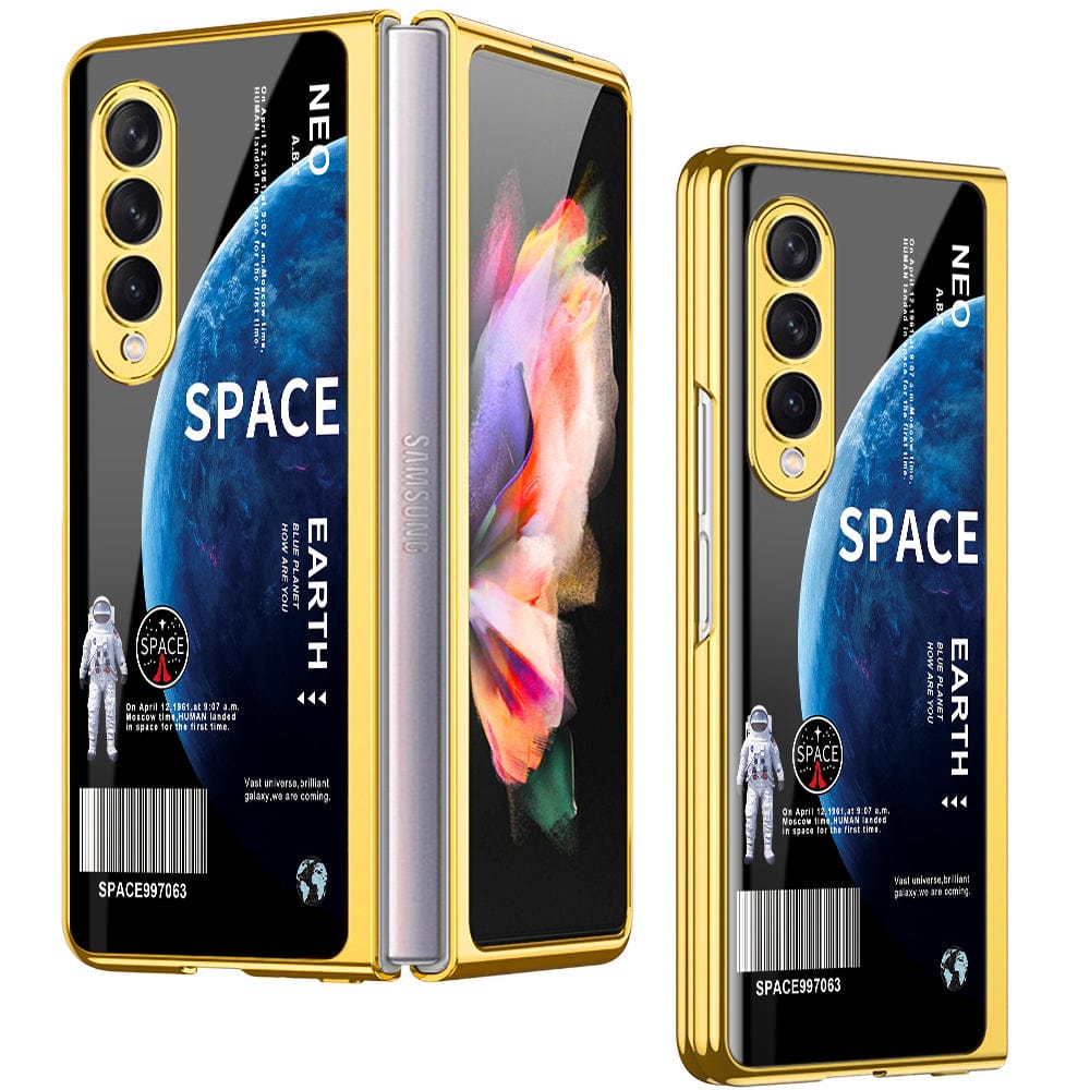 Samsung Galaxy Z Fold 4 5G Cover - Limitless Series - Premium Electroplated Infinity Ultra Shine Glass Soft Silicon Borders Case