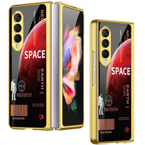 Samsung Galaxy Z Fold 4 5G Cover - Limitless Series - Premium Electroplated Infinity Ultra Shine Glass Soft Silicon Borders Case