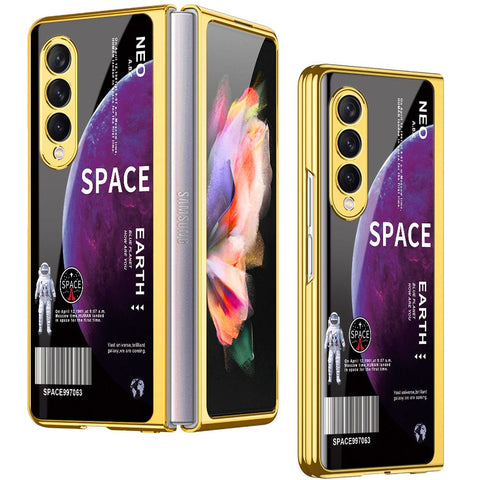 Samsung Galaxy Z Fold 4 5G Cover - Limitless Series - Premium Electroplated Infinity Ultra Shine Glass Soft Silicon Borders Case