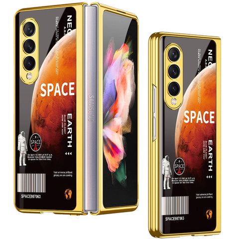 Samsung Galaxy Z Fold 4 5G Cover - Limitless Series - Premium Electroplated Infinity Ultra Shine Glass Soft Silicon Borders Case