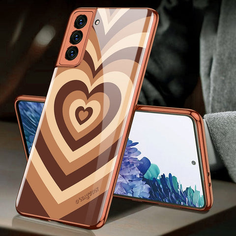 Samsung Galaxy S21 5G Cover - O'Nation Heartbeat Series - Premium Electroplated Infinity Ultra Shine Glass Soft Silicon Borders Case