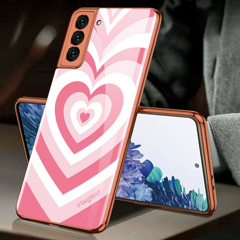 Samsung Galaxy S21 5G Cover - O'Nation Heartbeat Series - Premium Electroplated Infinity Ultra Shine Glass Soft Silicon Borders Case