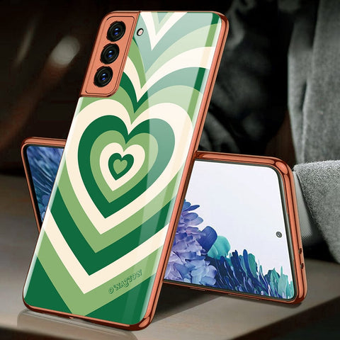 Samsung Galaxy S21 5G Cover - O'Nation Heartbeat Series - Premium Electroplated Infinity Ultra Shine Glass Soft Silicon Borders Case