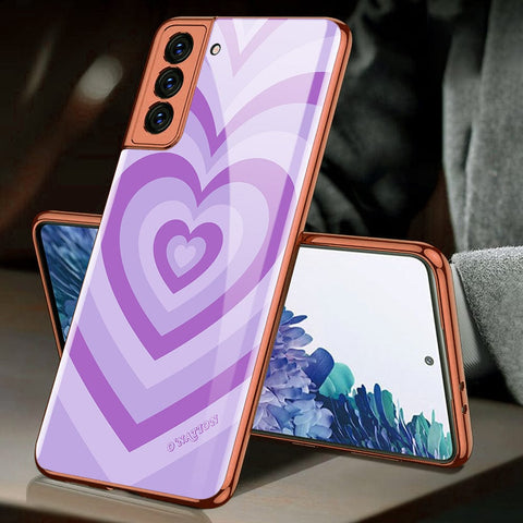 Samsung Galaxy S21 5G Cover - O'Nation Heartbeat Series - Premium Electroplated Infinity Ultra Shine Glass Soft Silicon Borders Case