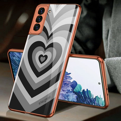 Samsung Galaxy S21 5G Cover - O'Nation Heartbeat Series - Premium Electroplated Infinity Ultra Shine Glass Soft Silicon Borders Case