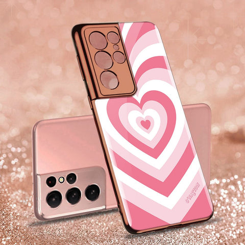 Samsung Galaxy S21 Ultra 5G Cover - O'Nation Heartbeat Series - Premium Electroplated Infinity Ultra Shine Glass Soft Silicon Borders Case